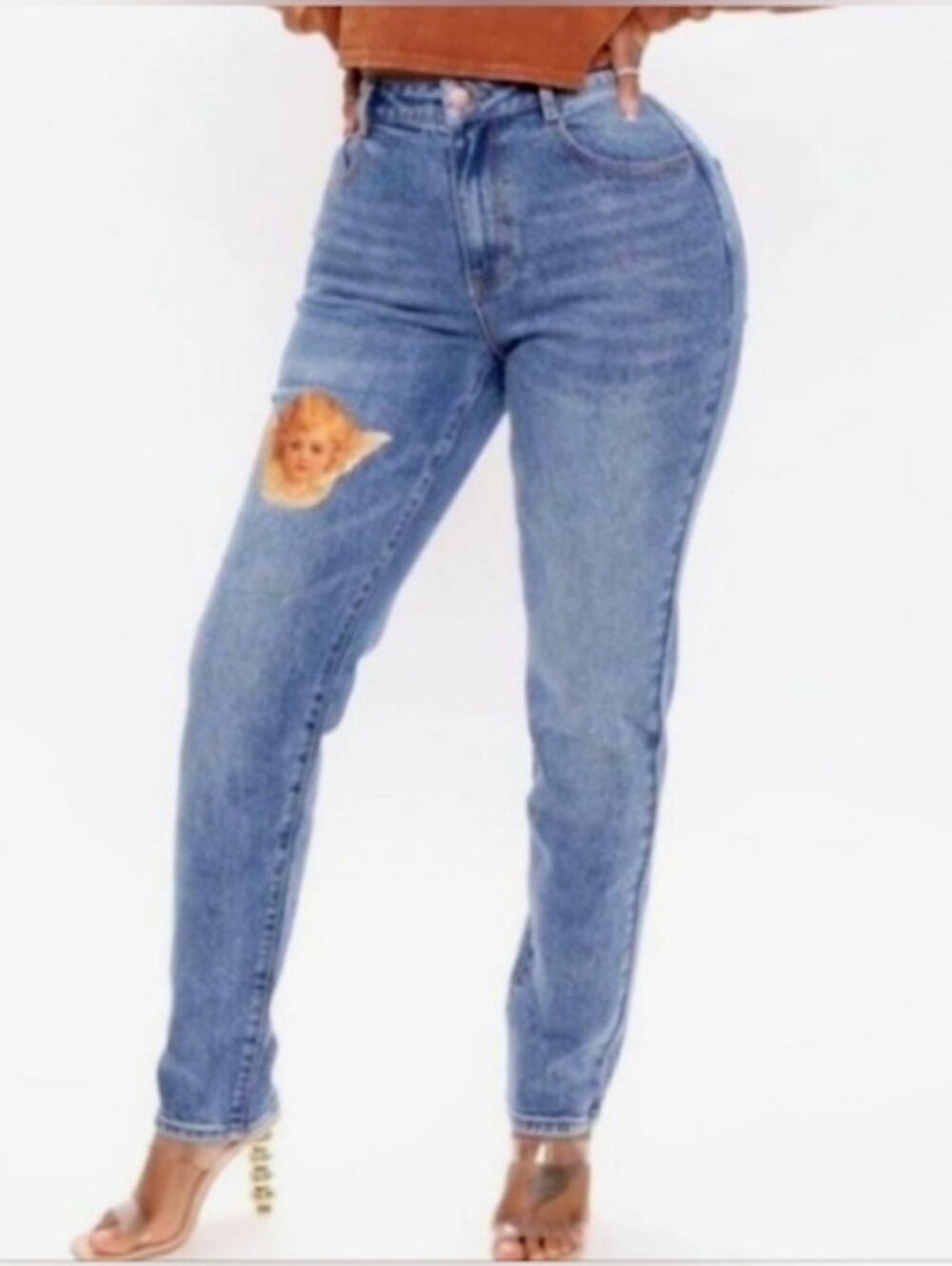 Like New! FN Mom Angel Jeans High Rise Light Denim Jeans Women's